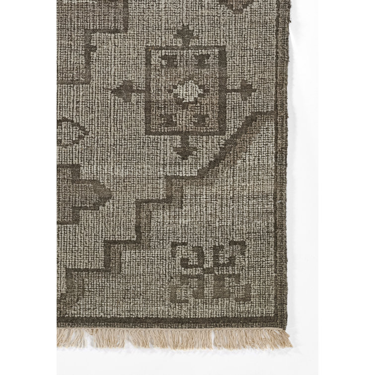 Handwoven Rectangular Gray Wool Area Rug 2' x 3'