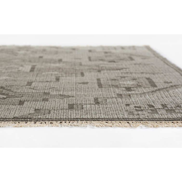 Handwoven Rectangular Gray Wool Area Rug 2' x 3'