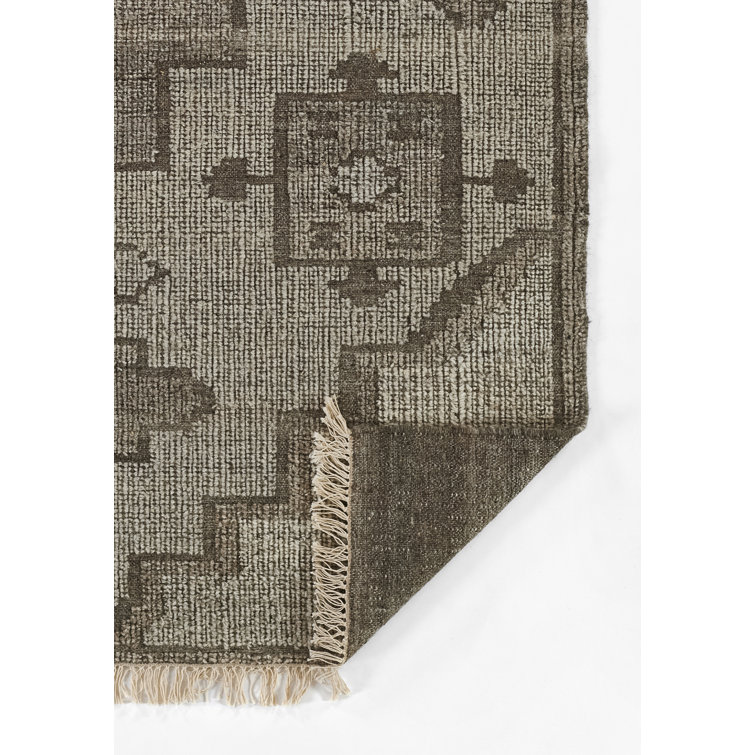 Handwoven Rectangular Gray Wool Area Rug 2' x 3'