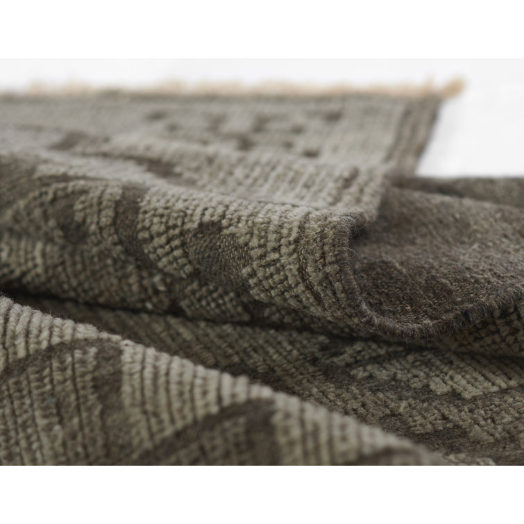 Handwoven Rectangular Gray Wool Area Rug 2' x 3'