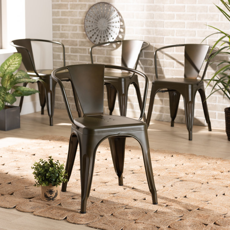 Low Brown Metal and Cane Arm Chair