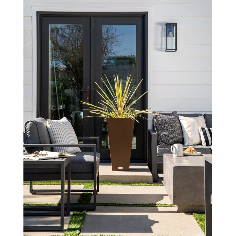 Espresso Sleek Square Tapered Modern Planter 26" High