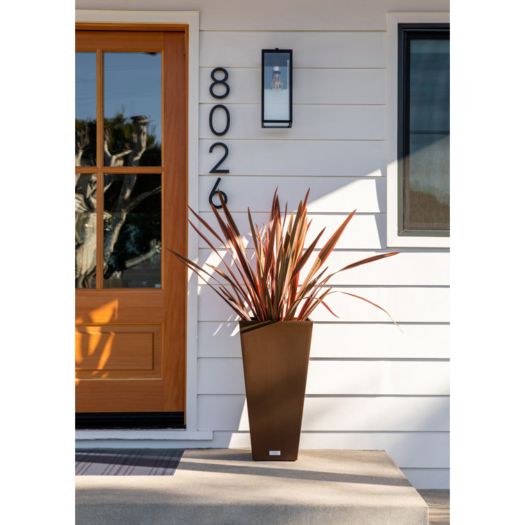 Espresso Sleek Square Tapered Modern Planter 26" High