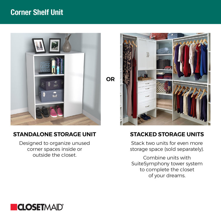 Graphite Gray 31.75" Corner Shelf Unit with Adjustable Shelves