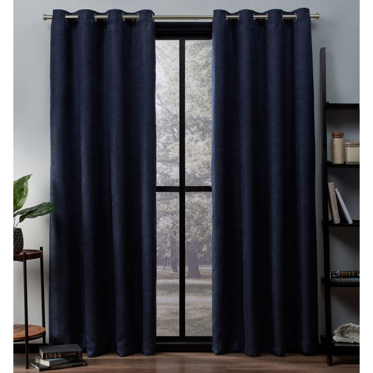 Navy Room Darkening Polyester Grommet Curtain Panels