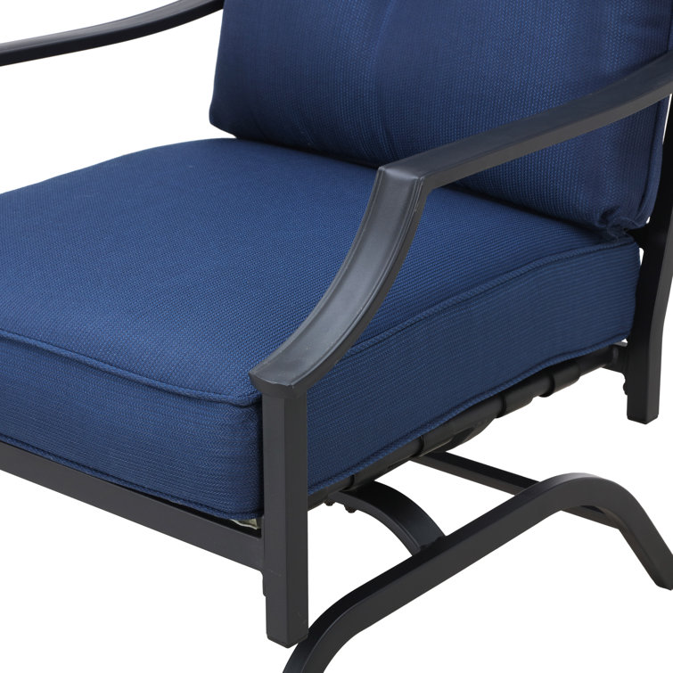Blue Cushioned 5-Person Metal Outdoor Seating Set