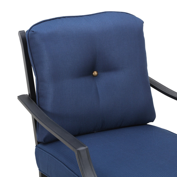 Blue Cushioned 5-Person Metal Outdoor Seating Set