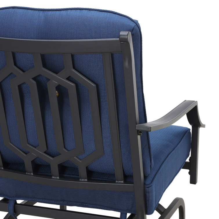 Blue Cushioned 5-Person Metal Outdoor Seating Set