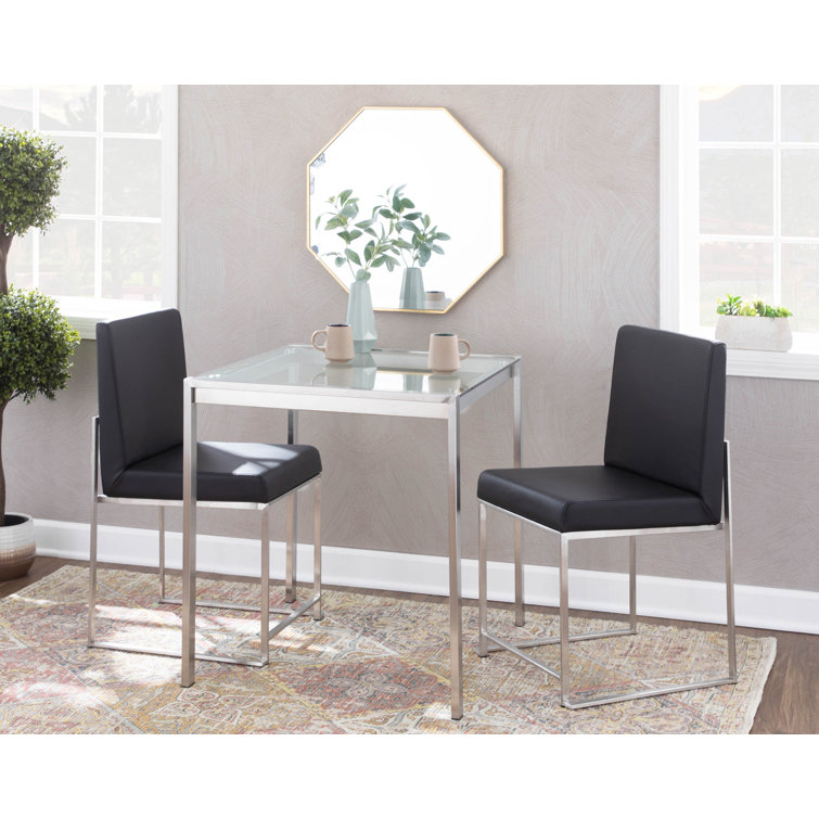 Fuji Contemporary High Back Faux Leather Dining Chair in Black
