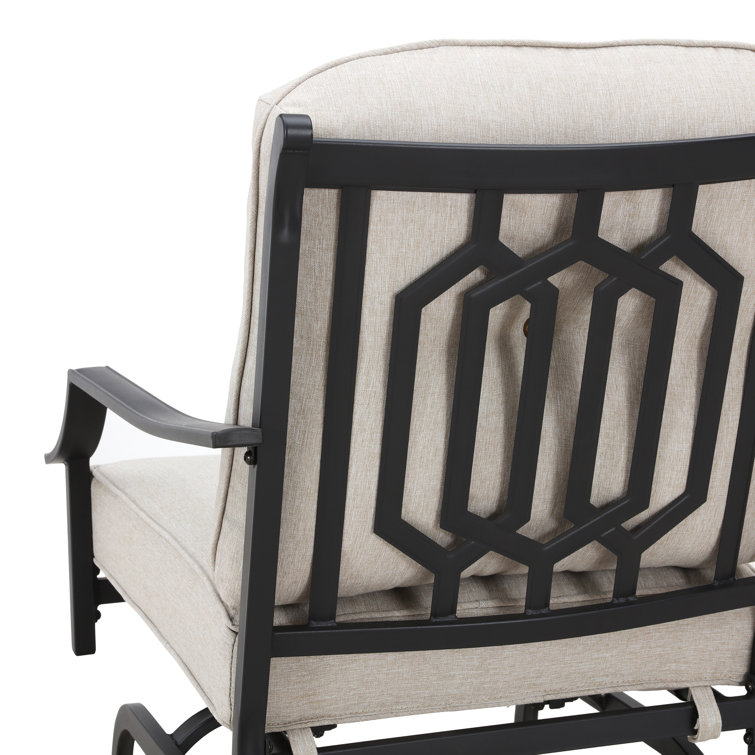 Beige Cushioned Black Metal 5-Person Outdoor Sofa Seating Group