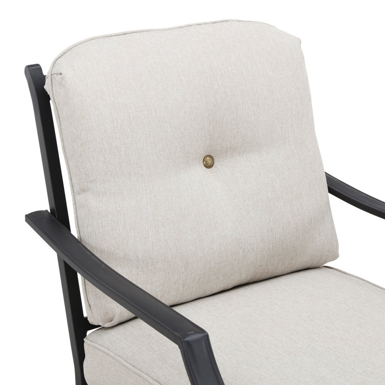 Beige Cushioned Black Metal 5-Person Outdoor Sofa Seating Group