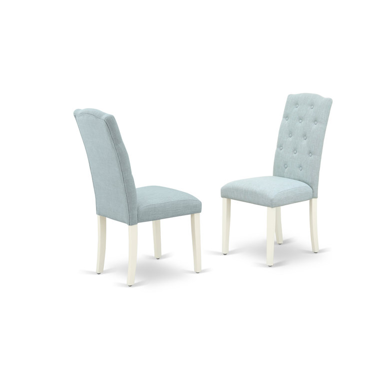 Linen White Drop Leaf Dining Set with Baby Blue Chairs