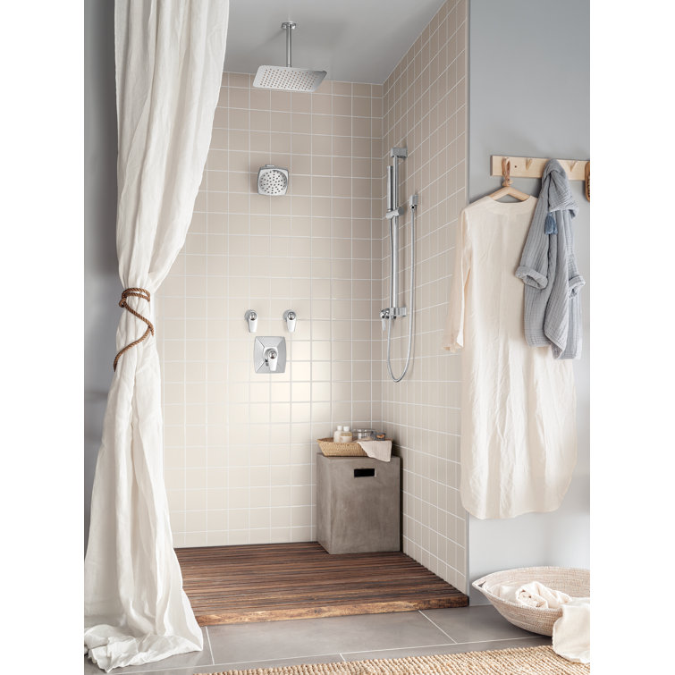 Chrome 12-Inch Square Wall Mounted Rain Shower Head