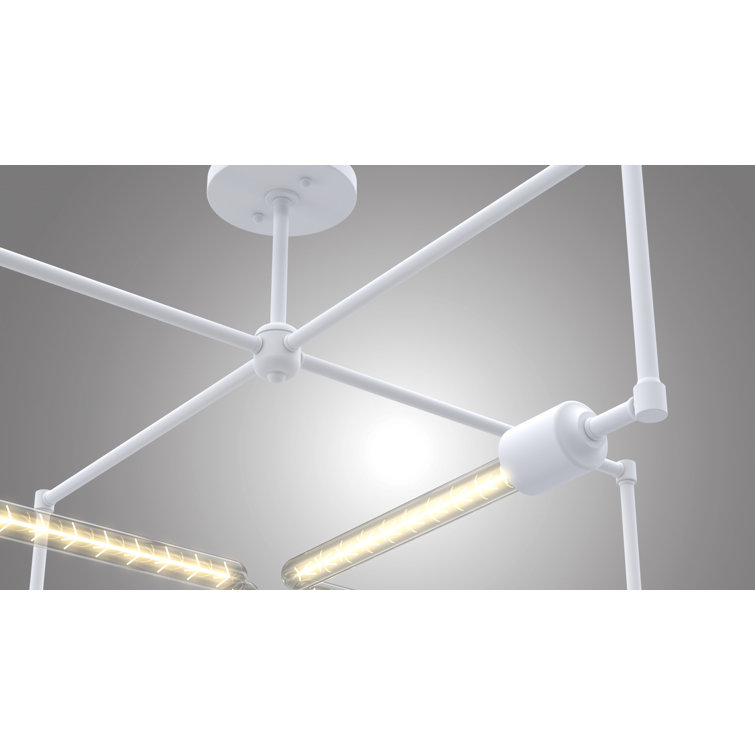 Matte White Glass Geometric Semi-Flush Mount Light Fixture