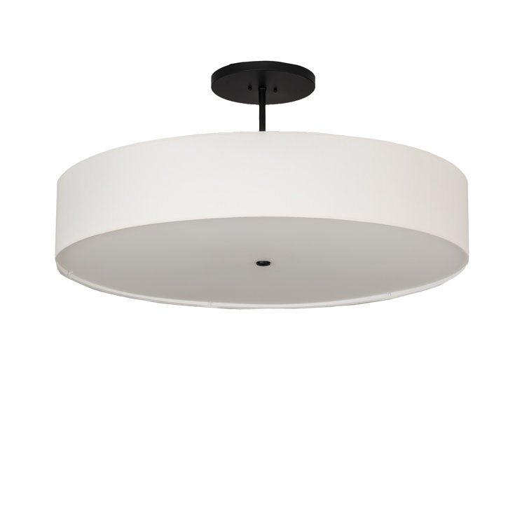 Modern Bronze and Acrylic Drum Semi-Flush Mount Light