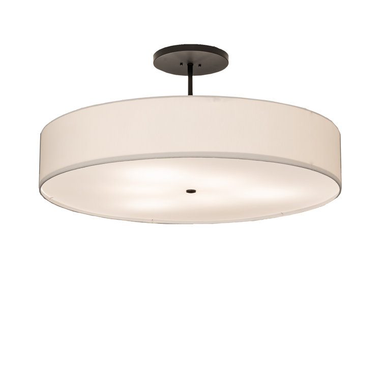 Modern Bronze and Acrylic Drum Semi-Flush Mount Light