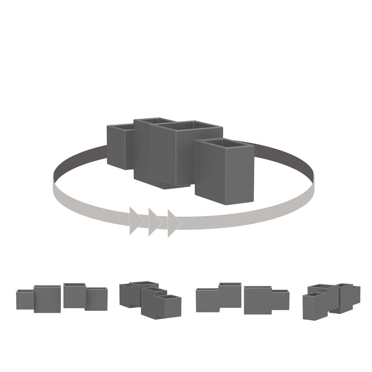 Dark Gray Polyethylene Resin Wall Planter Set for Indoor/Outdoor Use