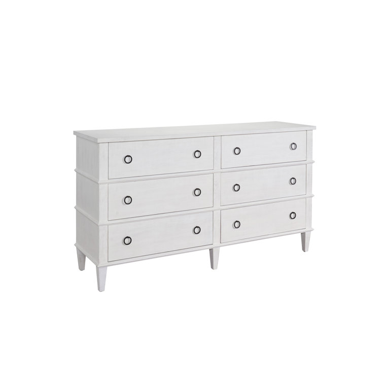 White Farmhouse Double 6-Drawer Dresser