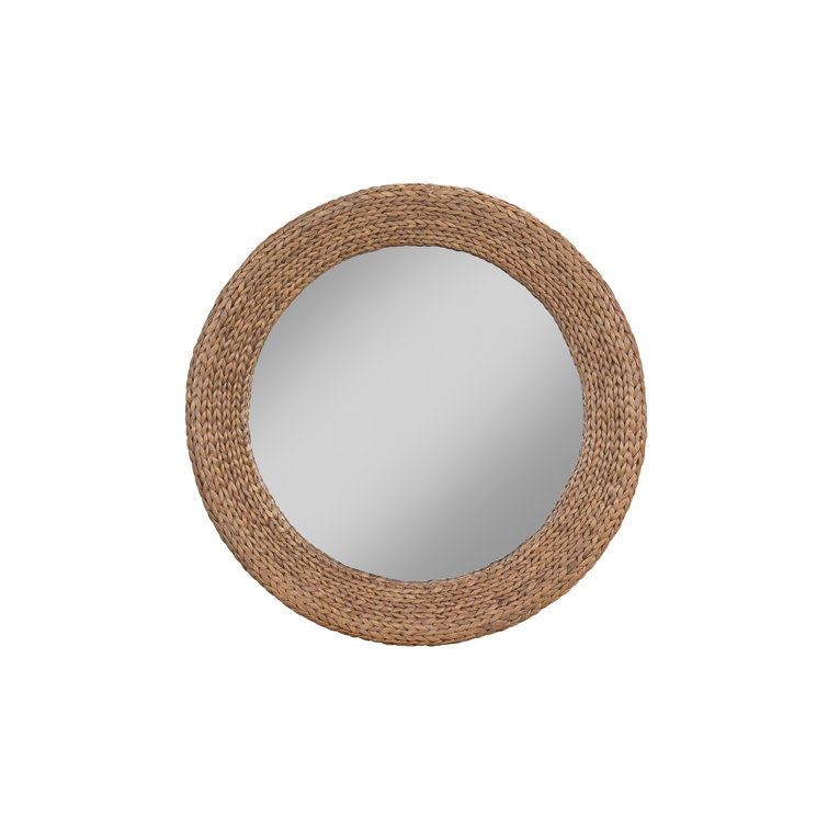Coastal Brown Round Wood Wall Mirror