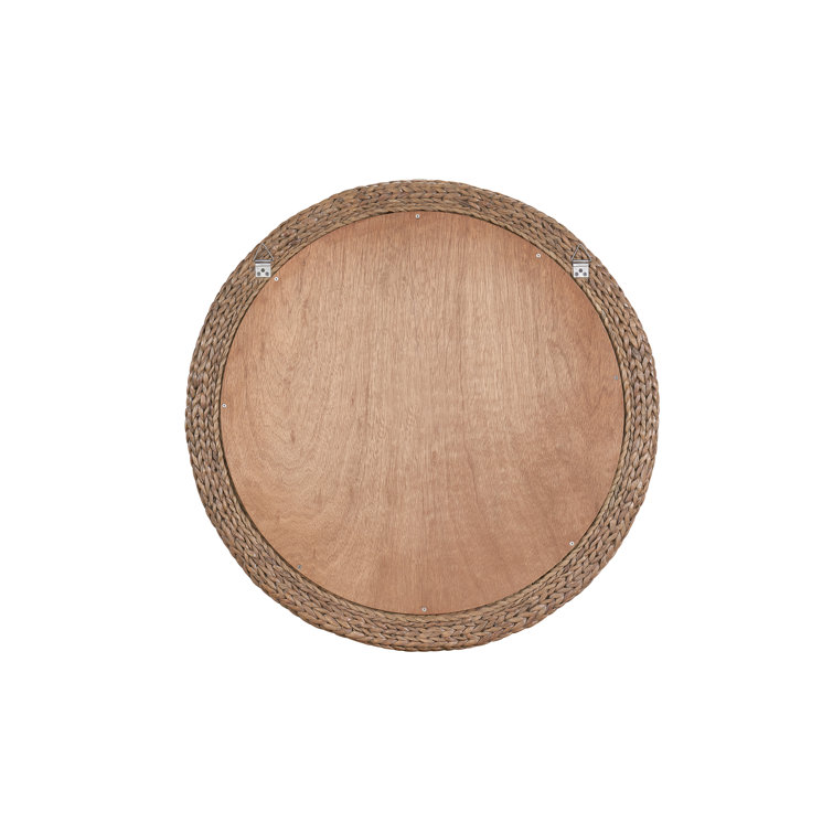Coastal Brown Round Wood Wall Mirror