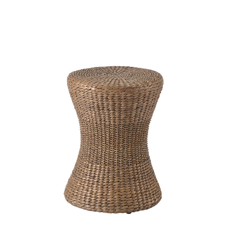 Natural Abaca Rope and Wood Hourglass Accent Stool