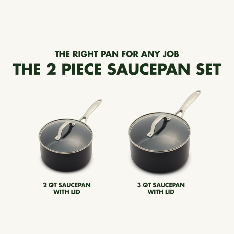 Gray Aluminum Nonstick Induction Safe Saucepan Set with Lids