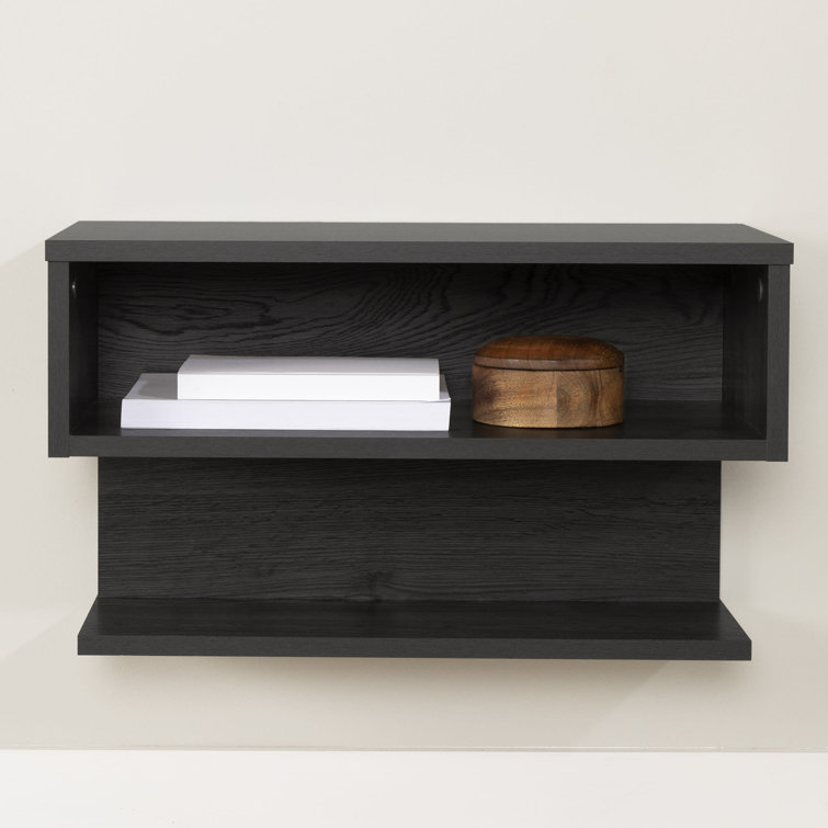 Contemporary Sleek Gray Oak Floating Nightstand