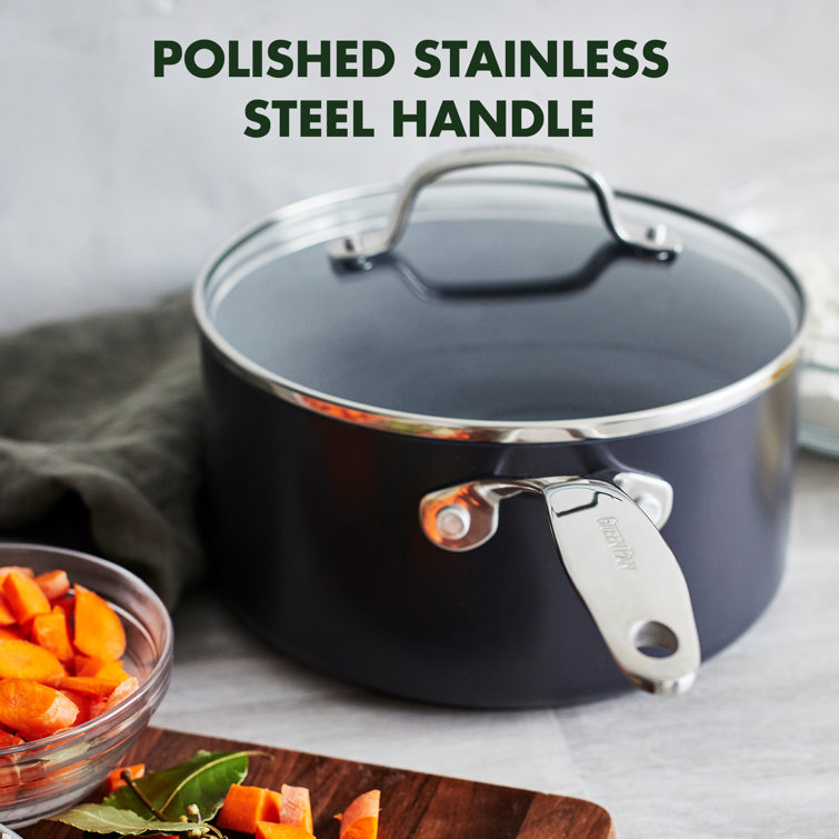 Valencia Pro Black Aluminum Nonstick 2-Quart Saucepan with Glass Lid