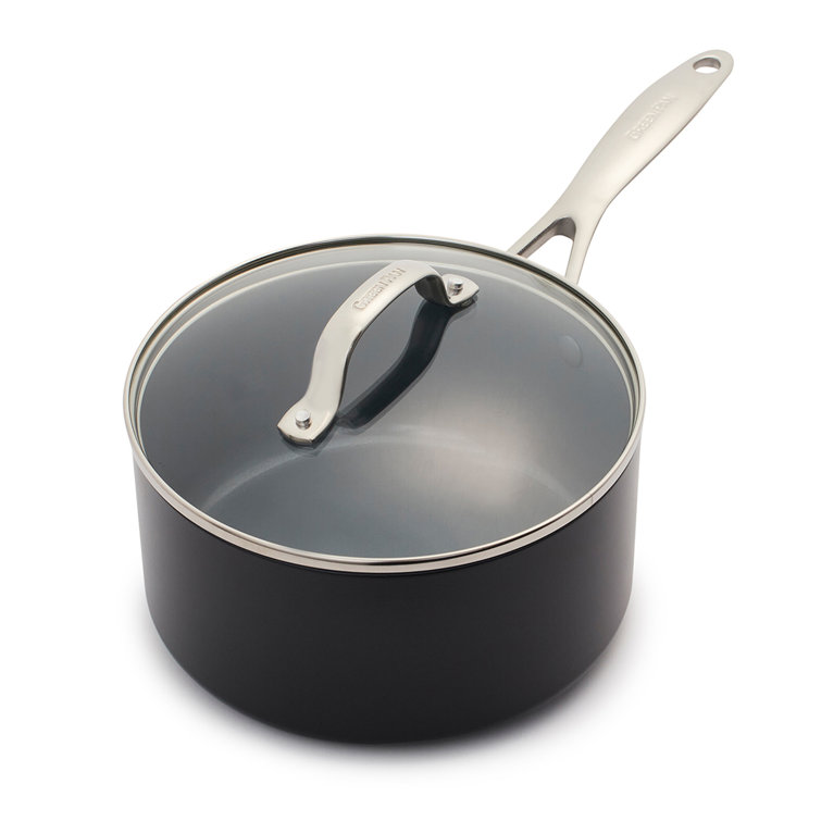 Valencia Pro Black Aluminum Nonstick 2-Quart Saucepan with Glass Lid