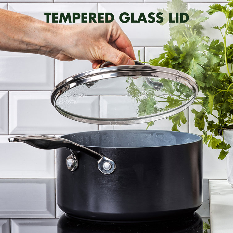 Valencia Pro Black Aluminum Nonstick 2-Quart Saucepan with Glass Lid