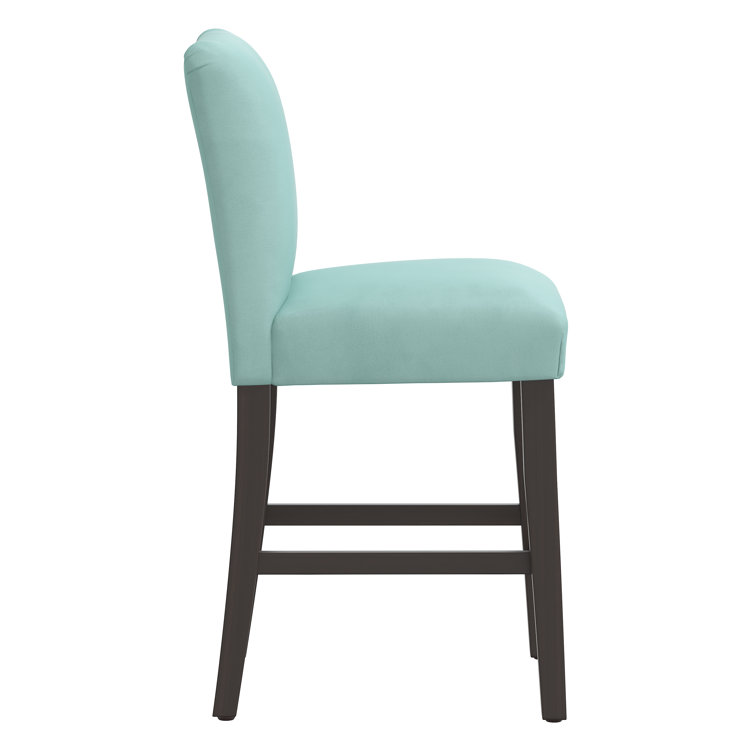 Classic Snow Boucle Upholstered Black Wood Counter Stool