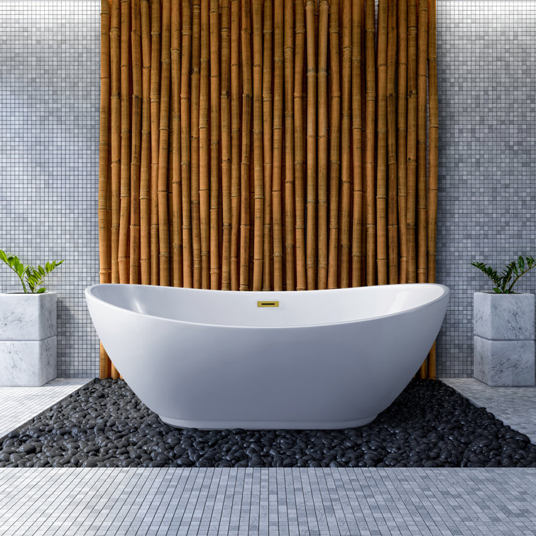 Glossy White Acrylic Freestanding Clawfoot Bathtub