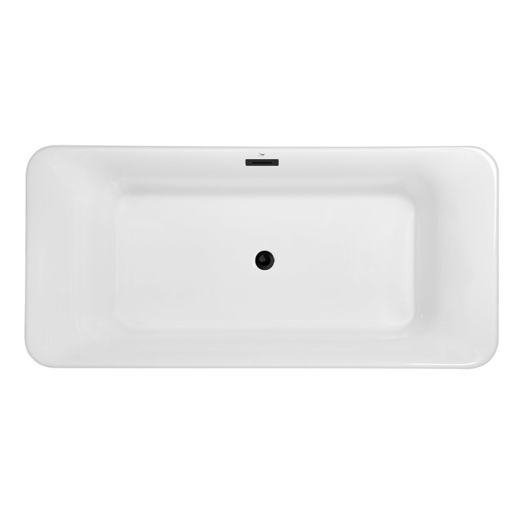 Glossy White Acrylic Freestanding Bathtub with Brushed Nickel Drain