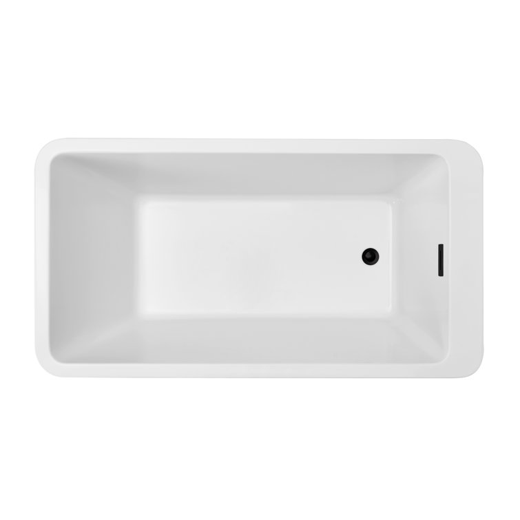 67" White Acrylic Freestanding Soaking Bathtub with Gold Hardware