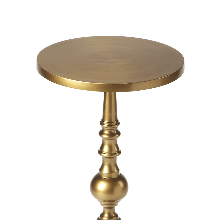 Millender Round Antique Gold Aluminum Pedestal End Table