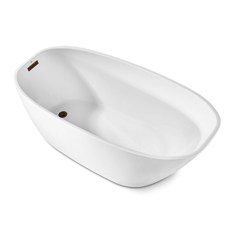 White Acrylic Freestanding Clawfoot Soaking Bathtub