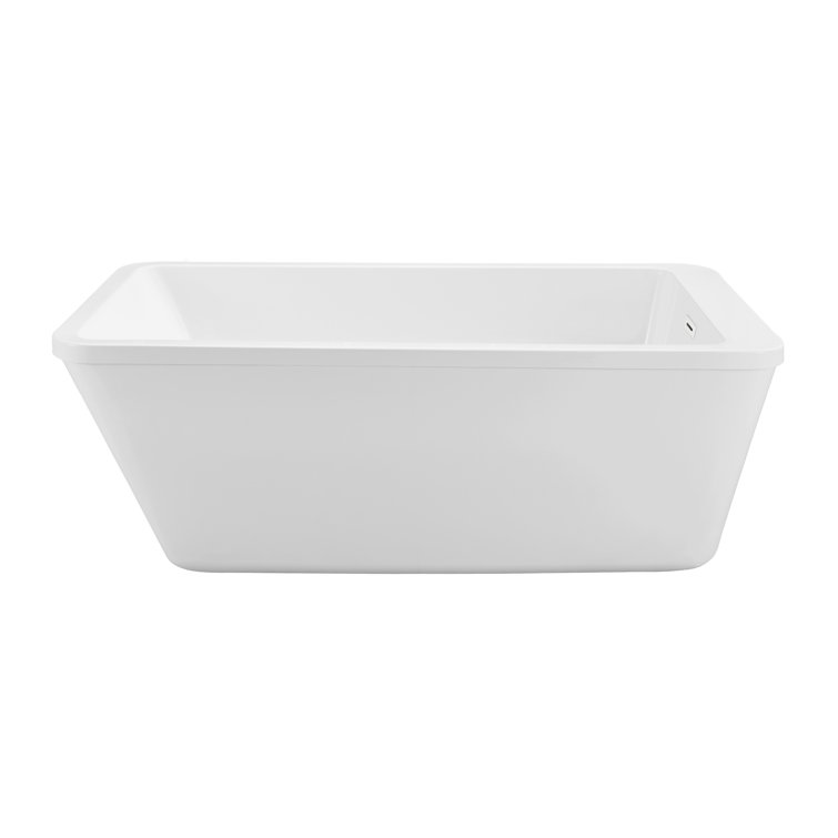 60" Glossy White Freestanding Acrylic Soaking Bathtub