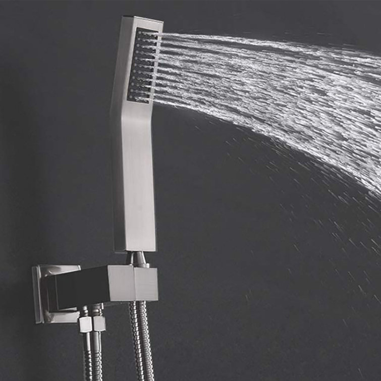 Brushed Nickel Wall Mounted Rain Shower System with Handheld