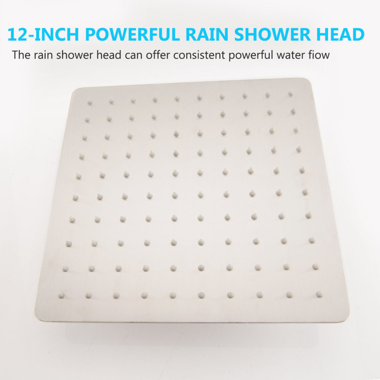 Brushed Nickel Wall Mounted Rain Shower System with Handheld