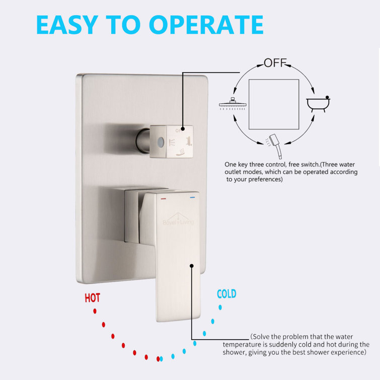 Brushed Nickel Wall Mounted Rain Shower System with Handheld