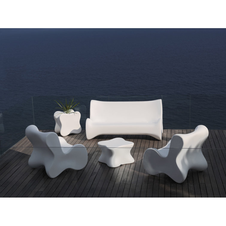 Black Plastic Armless Outdoor Lounge Chair