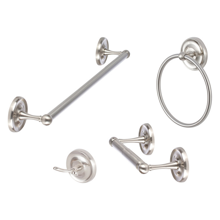 Satin Nickel 4-Piece Metal Bathroom Hardware Set