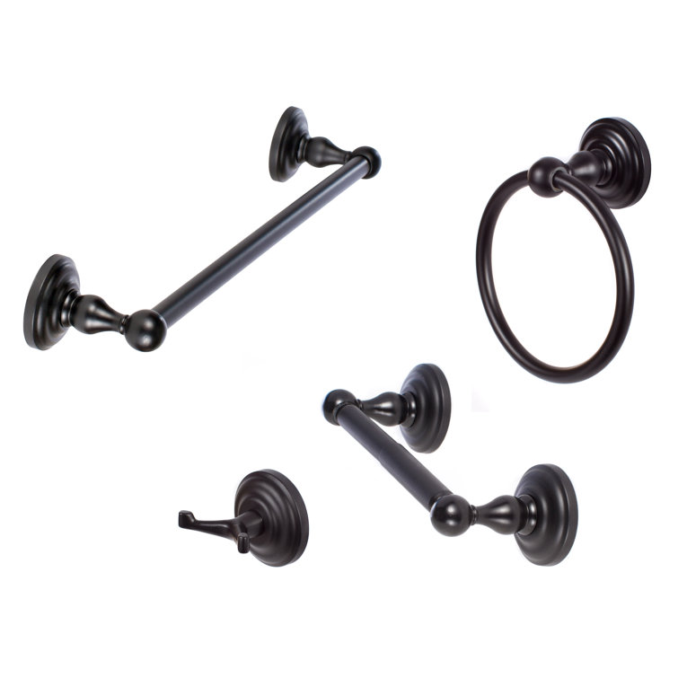 Flat Black Metal 4-Piece Bathroom Hardware Set