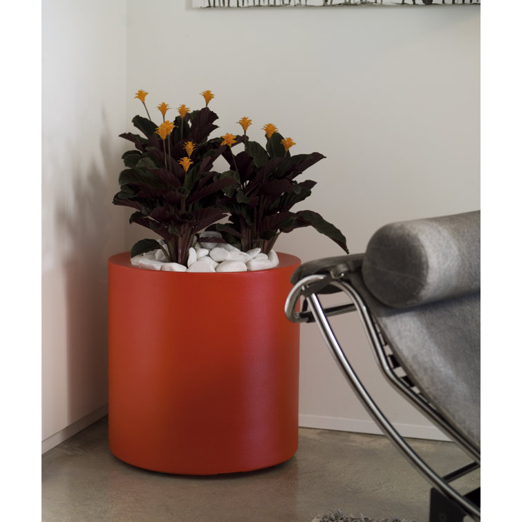 White Matte Polyethylene Cylinder Pot Planter, 15.75"