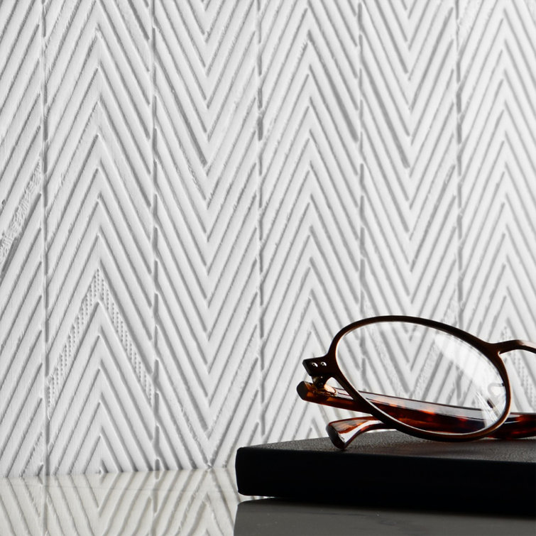 Blaze White Plastic Herringbone Mosaic Wall Tile