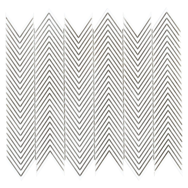 Blaze White Plastic Herringbone Mosaic Wall Tile