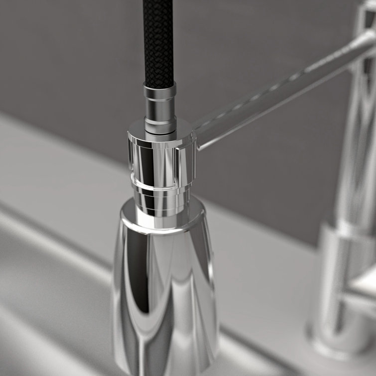Polished Chrome Single Handle Pull-Down Kitchen Faucet with Spray