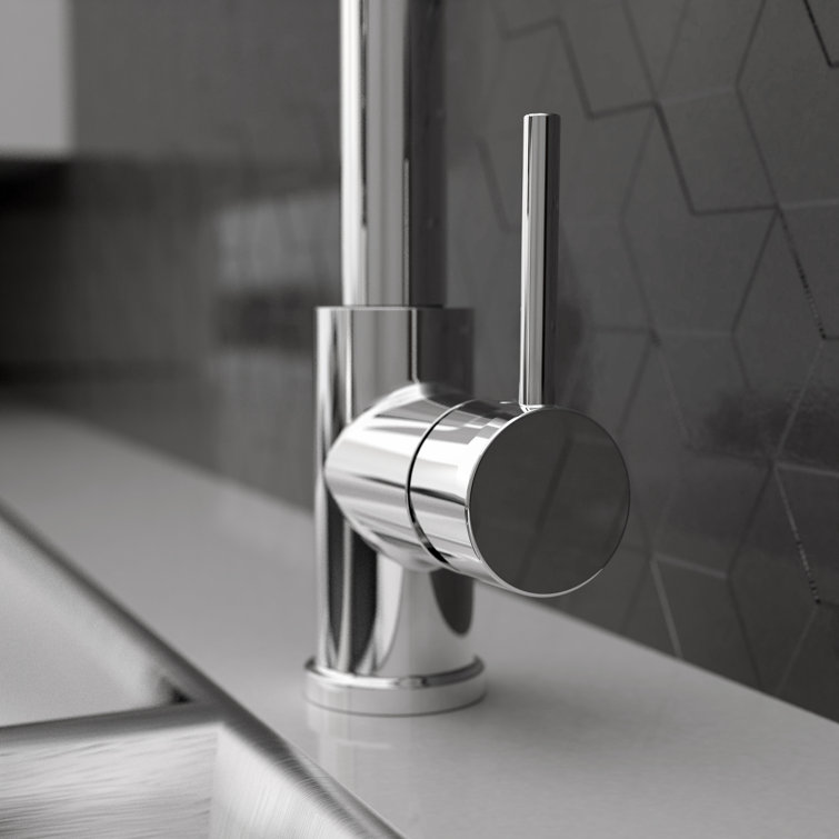 Polished Chrome Single Handle Pull-Down Kitchen Faucet with Spray