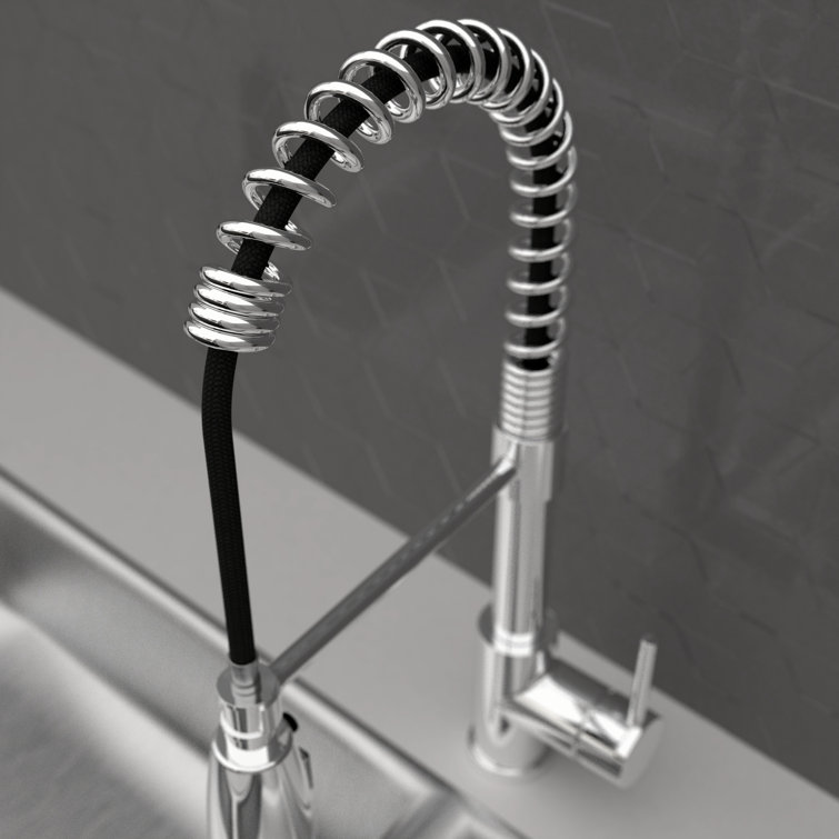 Polished Chrome Single Handle Pull-Down Kitchen Faucet with Spray