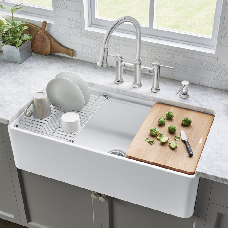 Biscuit Fireclay Single Bowl Farmhouse Kitchen Sink